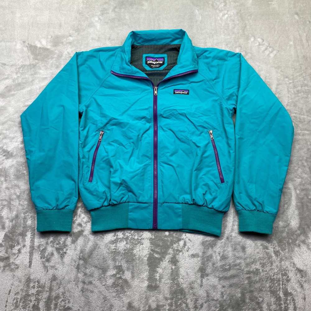 Patagonia Baggies Jacket Mens XS Teal Blue Purple Zip Nylon Windbreaker 28150